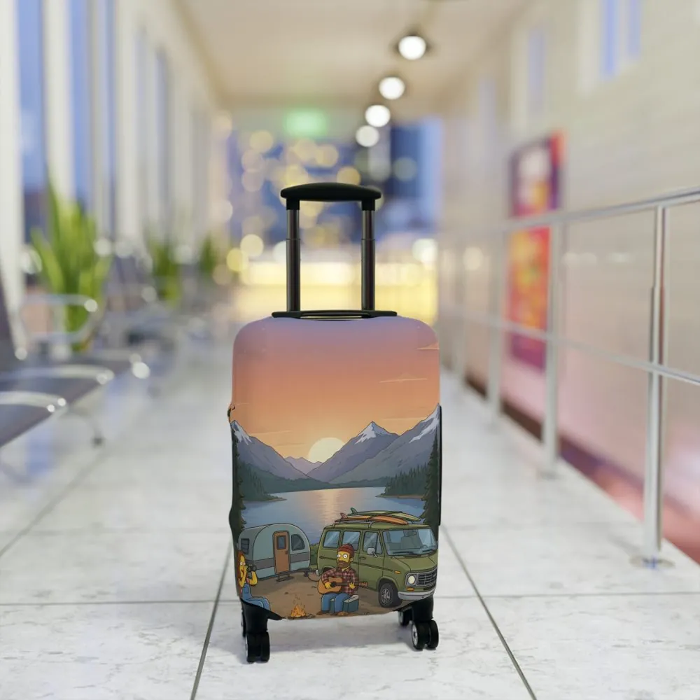 Luggage Cover — Adventure Camper Sketch Travel Suitcase(Design Sitcom-Line)