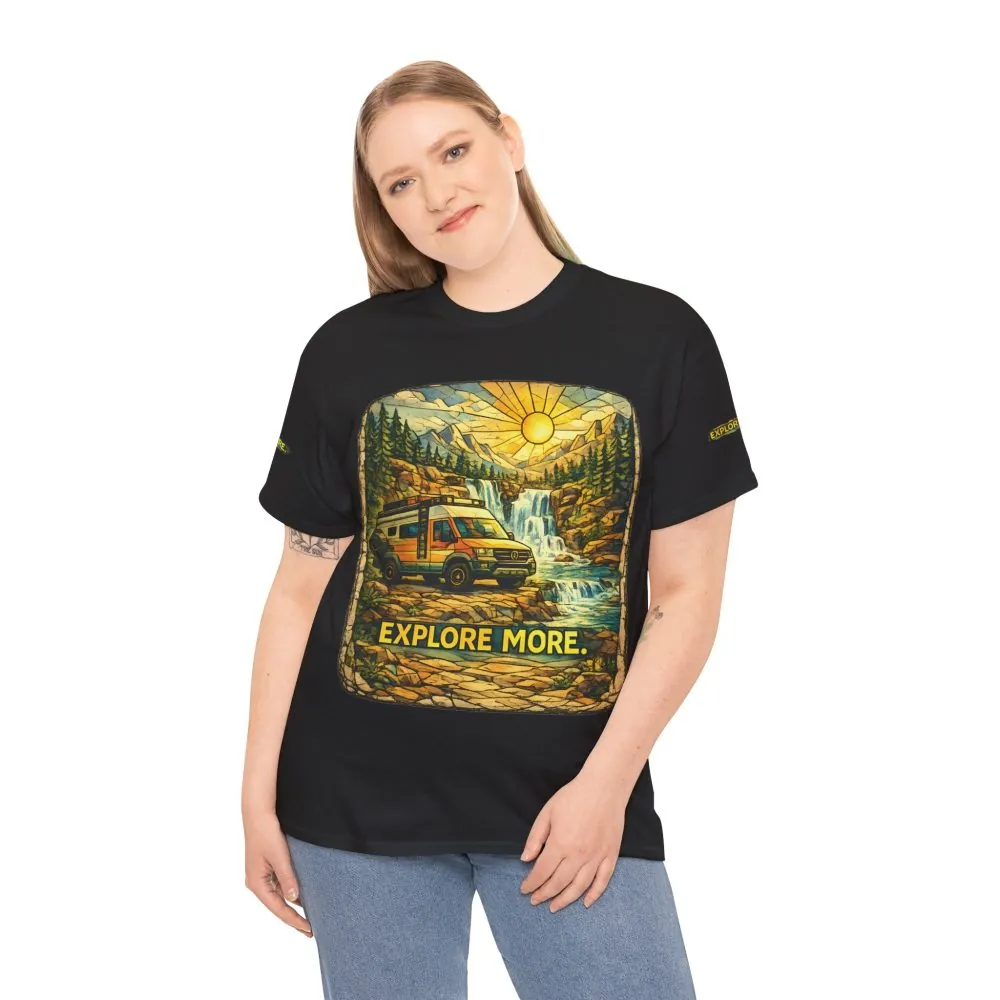Unisex Heavy Cotton Tee — "Explore More" Design Cubic-Line