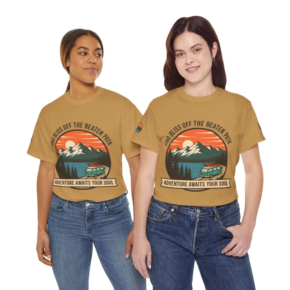 4998336182449154241_2048.jpeg Unisex Heavy Cotton Tee — "Find Bliss Off the Beaten Path" Mountain & Camper T‑Shirt