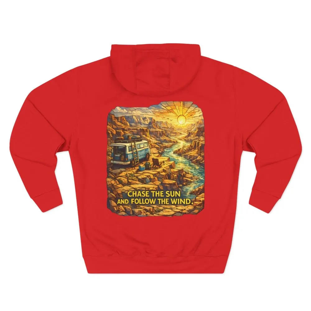5006674623826989304_2048.jpeg Three-Panel Fleece Hoodie - "Chase The Sun And Follow The Wind" Design Cubic-Line