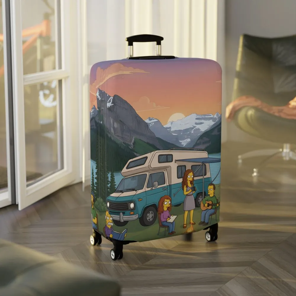 Luggage Cover — Adventure Camper Sketch Travel Suitcase(Design Sitcom-Line)