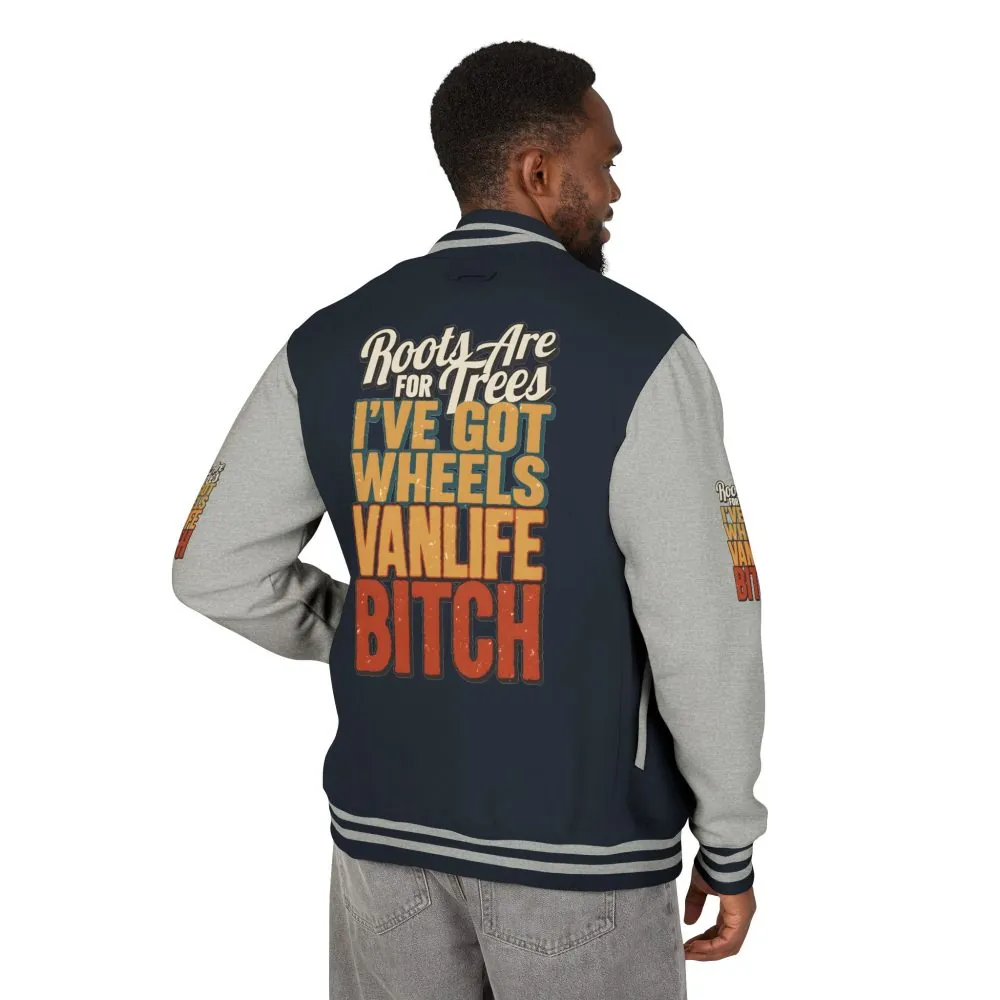 Unisex Heavyweight Letterman Jacket — "Roots Are For Trees" Design F**K-Line