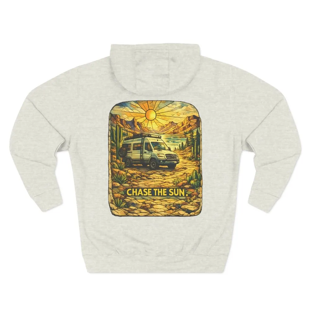 501319847531888404_2048.jpeg Three-Panel Fleece Hoodie - "Chase The Sun" Design Cubic-Line