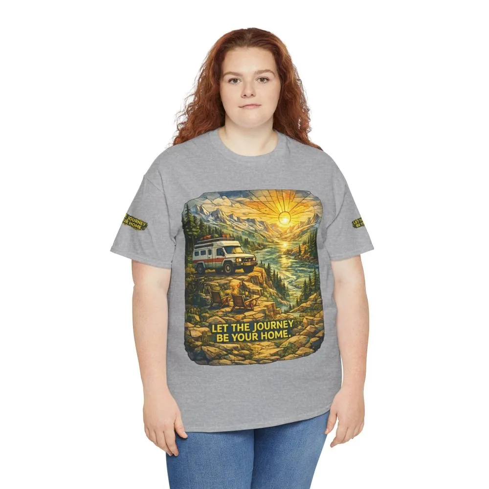 Unisex Heavy Cotton Tee — "Let The Journey Be Your Home" Design Cubic-Line