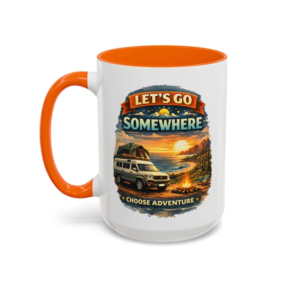 Accent Coffee Mug (11, 15oz) — "Lets Go Somewhere" Design Scenic-Line