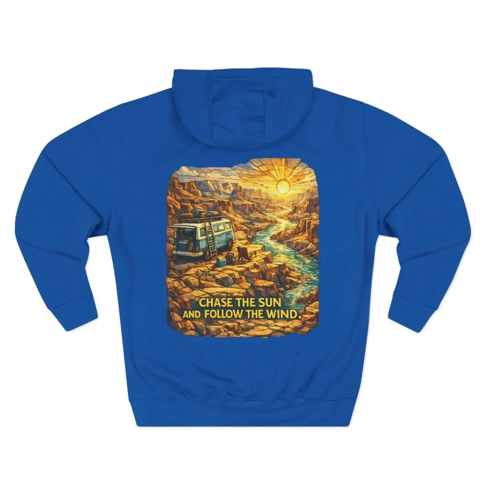 5036692813581309676_2048.jpeg Three-Panel Fleece Hoodie - "Chase The Sun And Follow The Wind" Design Cubic-Line