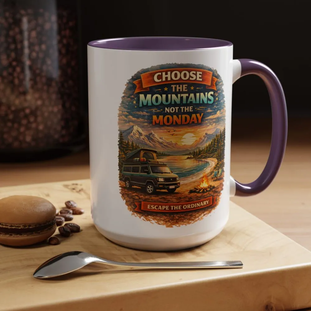 Accent Coffee Mug (11, 15oz) — "Choose The Mountens" Design Scenic-Line