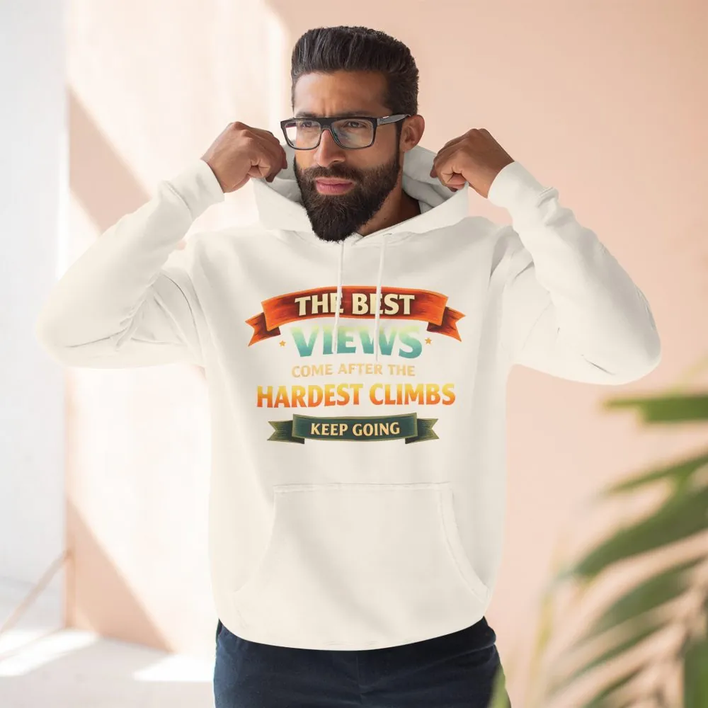 Three-Panel Fleece Hoodie - "The Best Views" Design Scenic-Line