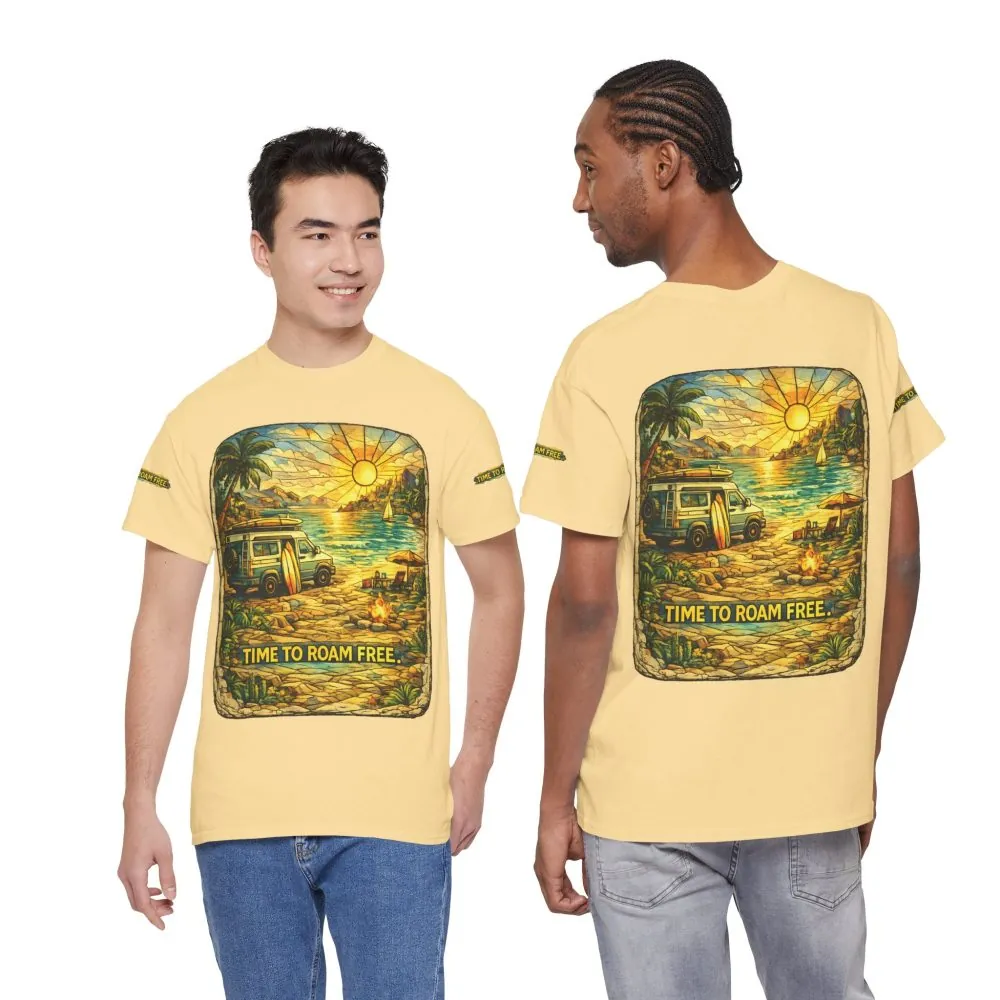 5040976346303897580_2048.jpeg Unisex Heavy Cotton Tee — "Time To Roam Free" Design Cubic-Line