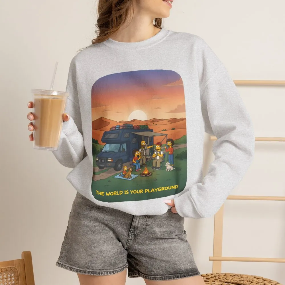 Unisex Heavy Blend™ Crewneck Sweatshirt — "The World Is Your playground" Design Sitcom-Line