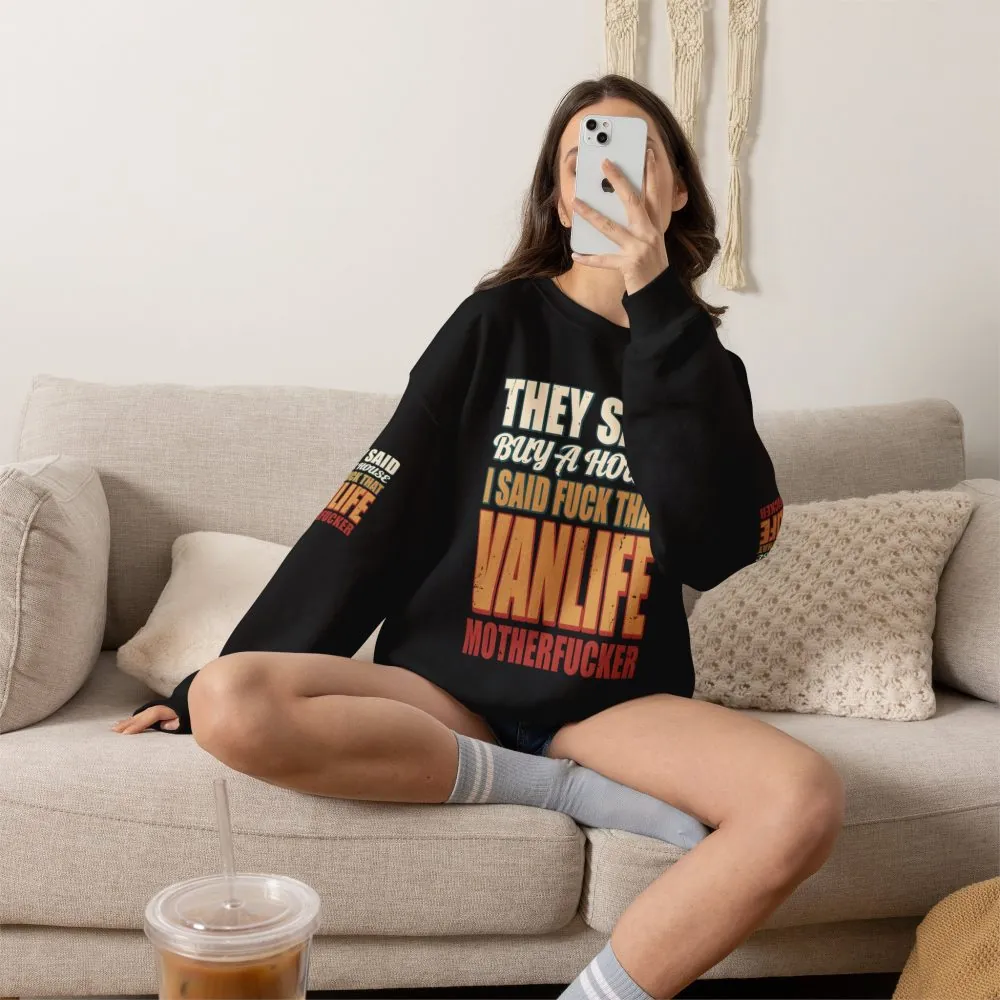 Unisex Heavy Blend™ Crewneck Sweatshirt — "They Said Buy A House" Design F**K-Line