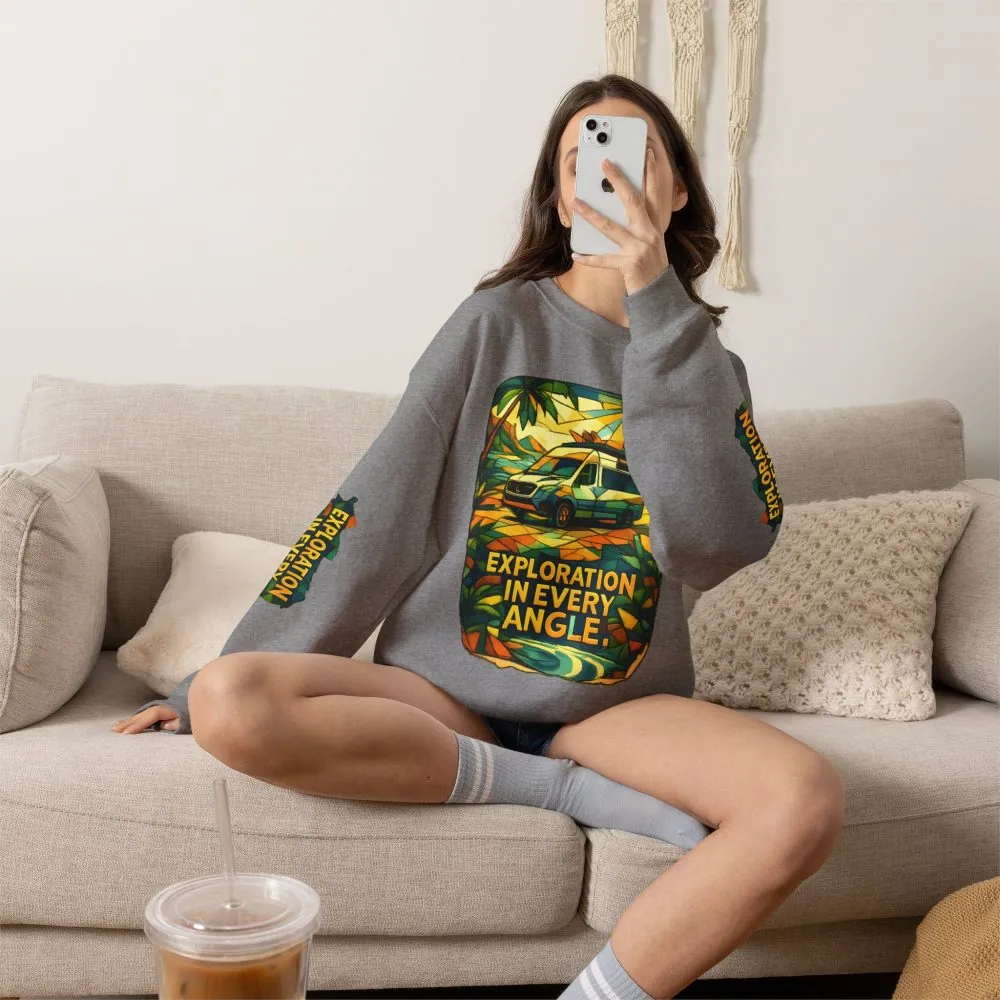 Unisex Heavy Blend™ Crewneck Sweatshirt — "Exploration In Every Angle" Design Cubic-Line