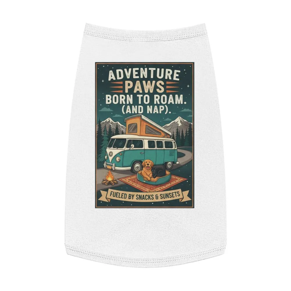 Pet Tank Top — "Adventure Paws Born to Roam (And Nap)" Camping Dog Shirt