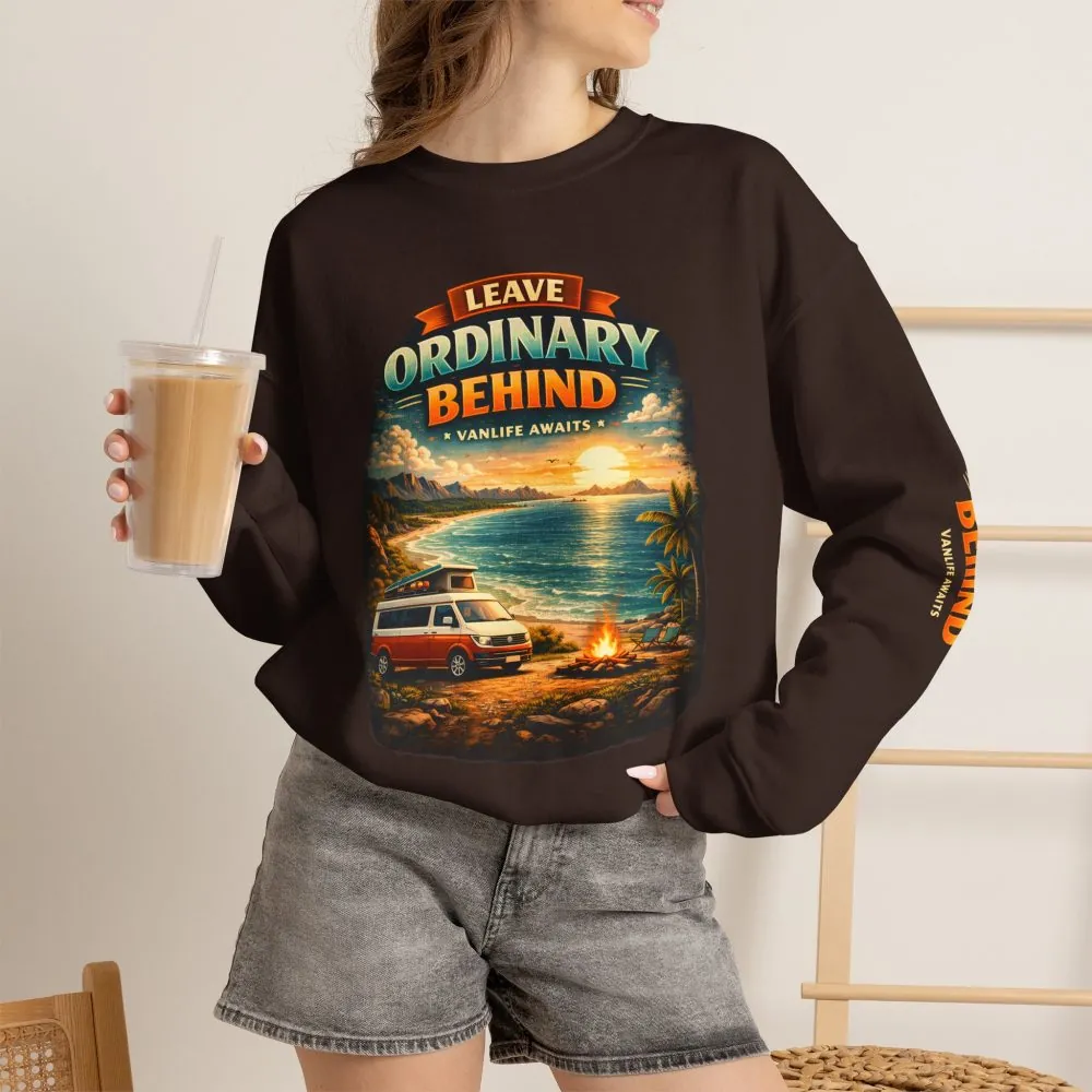 Unisex Heavy Blend™ Crewneck Sweatshirt — "Leave Ordinary Behind" Design Scenic-Line