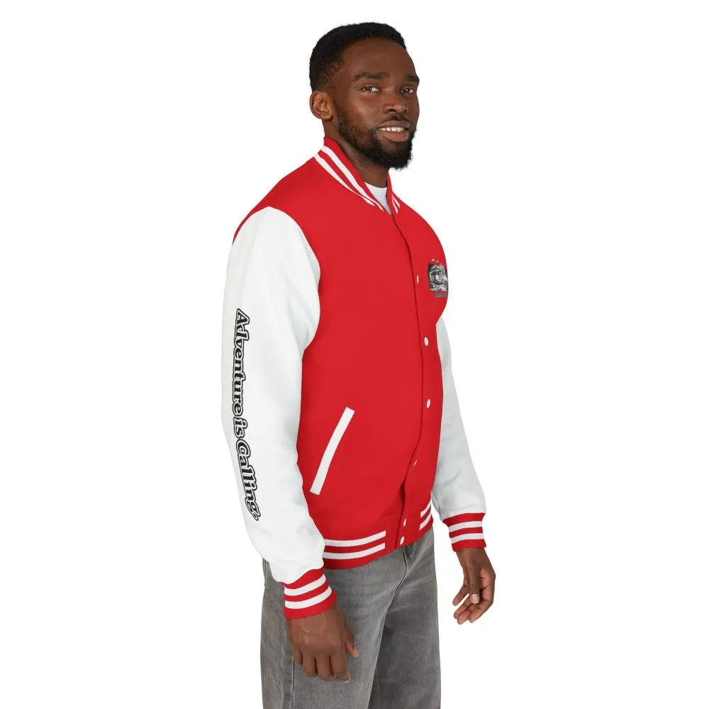 Unisex Heavyweight Letterman Jacket — "Adventure Is Calling" Travel Varsity Coat