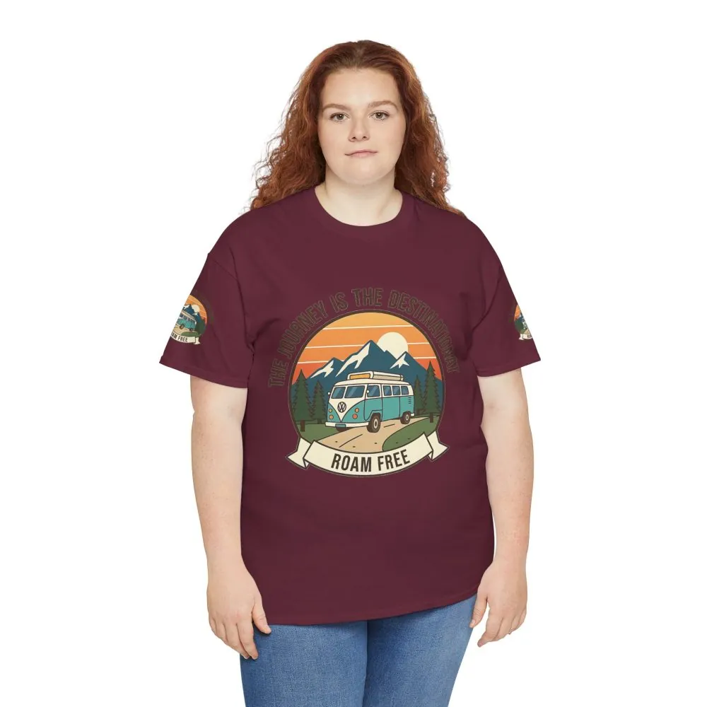 5061053325911409587_2048.jpeg Unisex Heavy Cotton Tee — "The Journey Is The Destination" Roam Free Travel Shirt