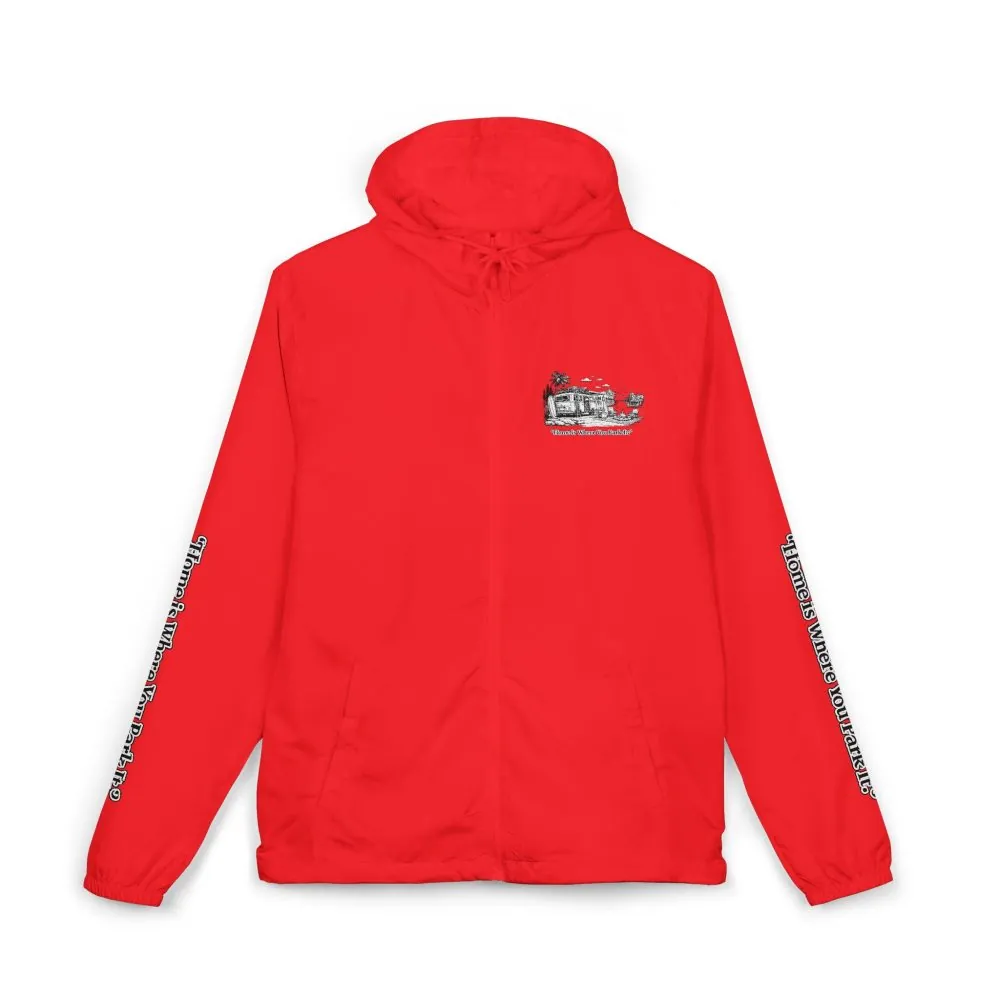 5062017022734103105_2048.jpeg Unisex Full-Zip Windbreaker Jacket — "Home Is Where You Park It" (Design "Minimal-Line")