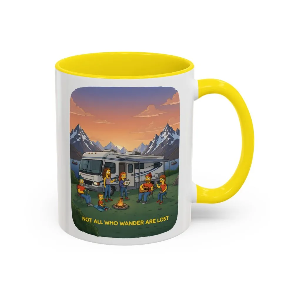 Accent Coffee Mug (11, 15oz) — "Not All Who Wander Are Lost" Design Sitcom-Line