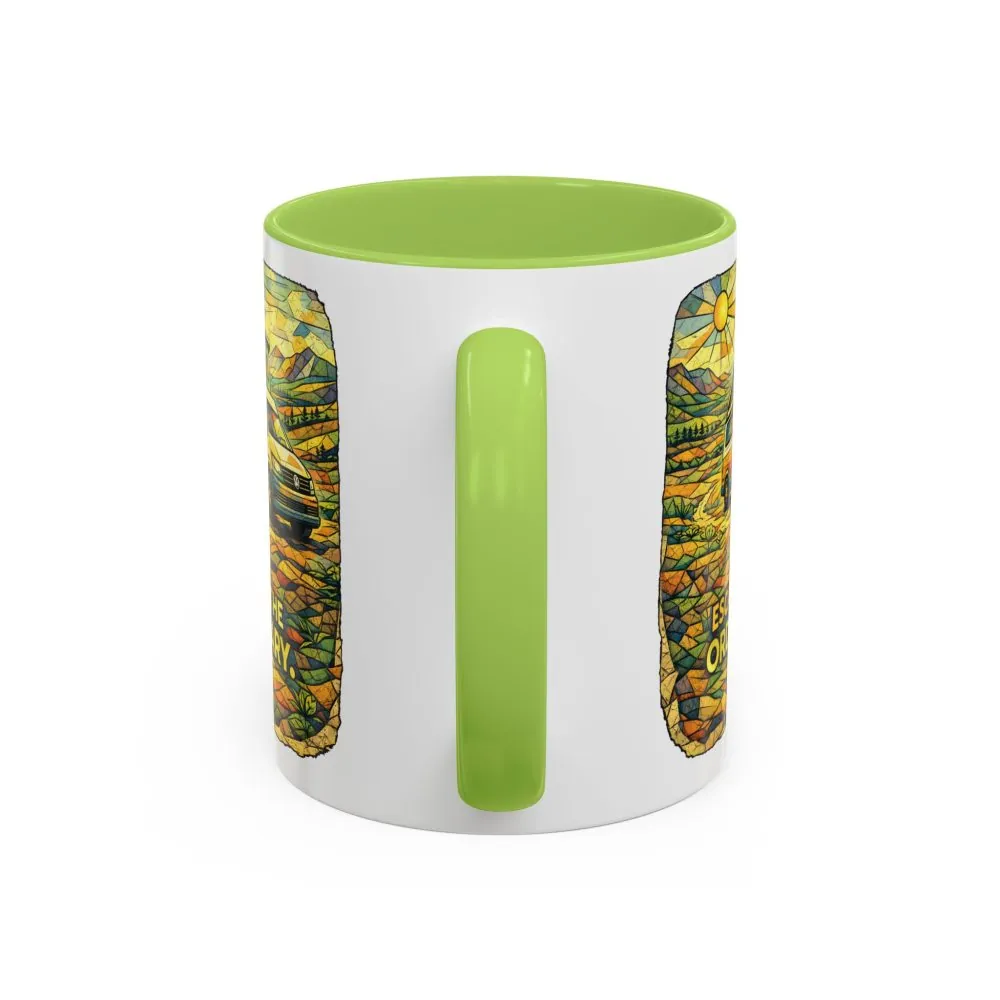 Accent Coffee Mug (11, 15oz) — "Escape The Ordinary" Design Cubic-Line
