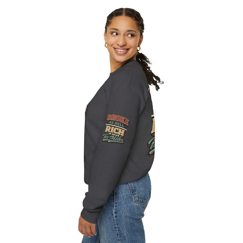 Unisex Heavy Blend™ Crewneck Sweatshirt — "Broke As Hell" Design F**K-Line