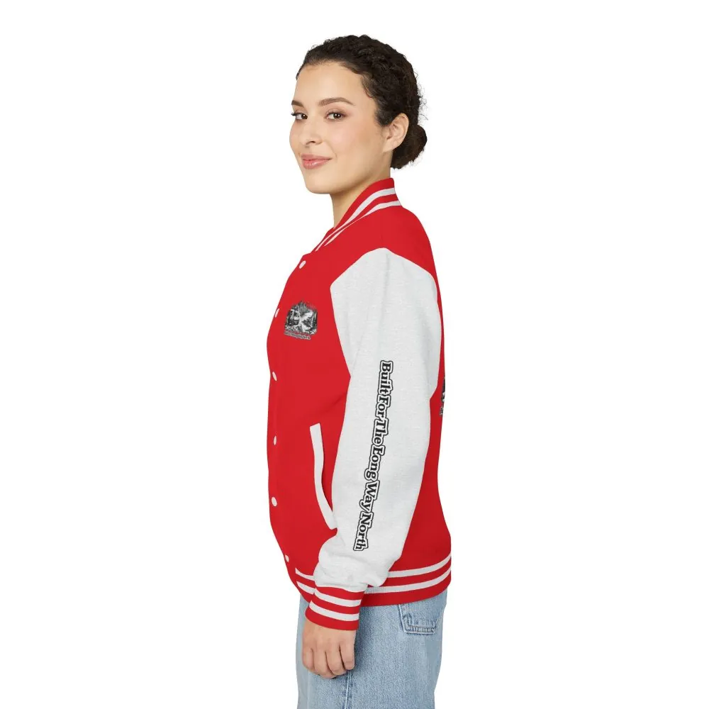 Unisex Heavyweight Letterman Jacket — "Built For The Long Way North" Travel Varsity Coat