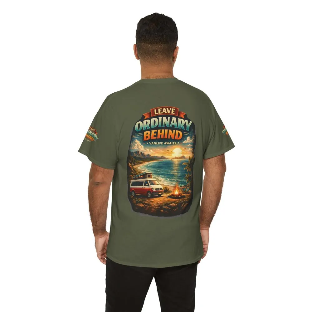 Unisex Heavy Cotton Tee — "Leave Ordinary Behind" Design Scenic-Line