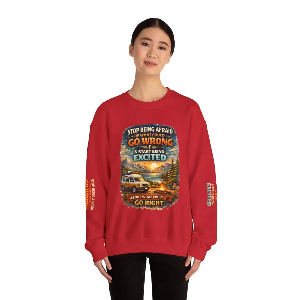 Unisex Heavy Blend™ Crewneck Sweatshirt — "Stop Being Afraid Of What Could Go Wrong" Design Scenic-Line