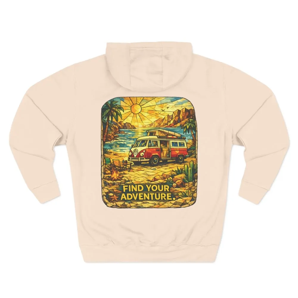5088920094009011046_2048.jpeg Three-Panel Fleece Hoodie - ""Find Your Adventure"" Design Cubic-Line