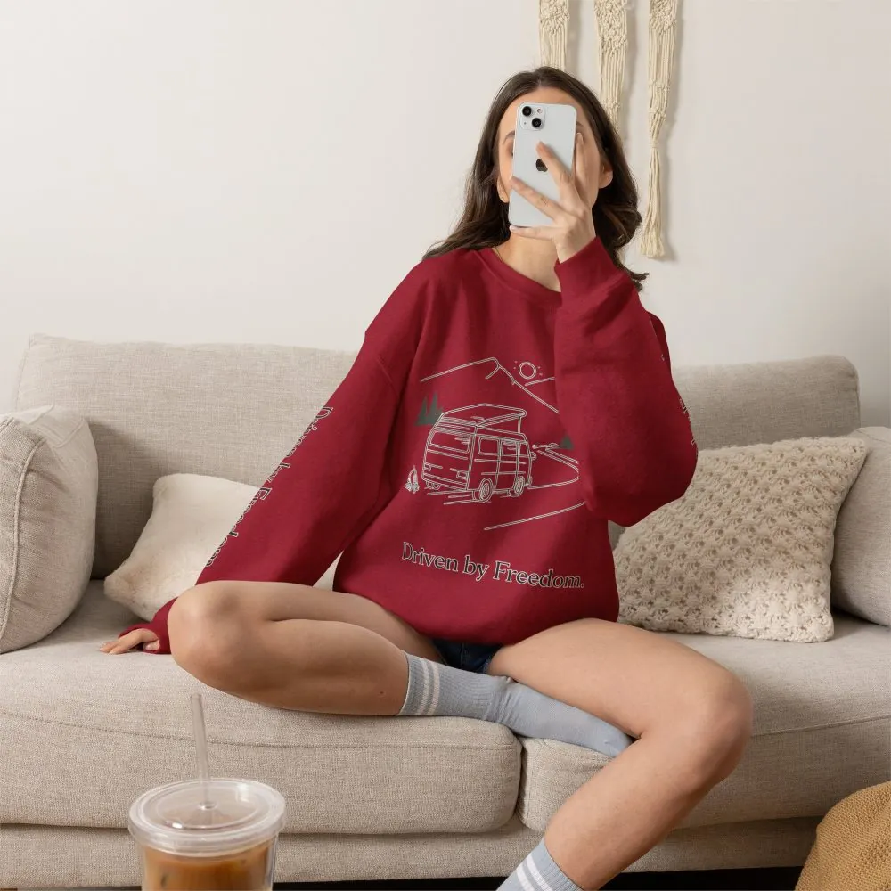 Unisex Heavy Blend™ Crewneck Sweatshirt — "Driven By Freedom" Design Minimal-Line