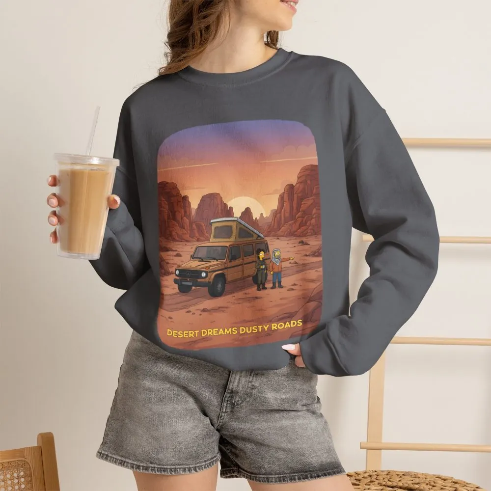 Unisex Heavy Blend™ Crewneck Sweatshirt — "Desert Dreams Dusty Roads" Design Sitcom-Line