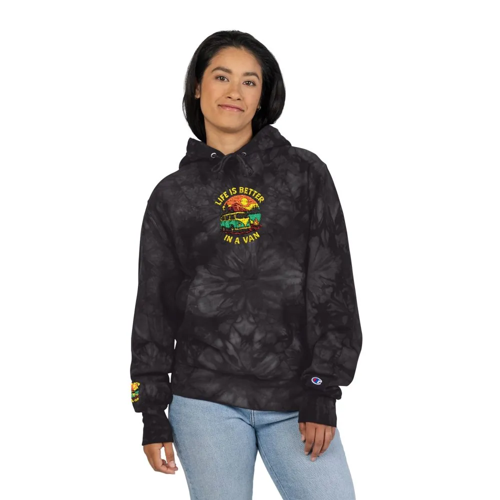 Unisex Tie-Dye Embroidered Hoodie — 'Life Is Better With A Van' Graphic