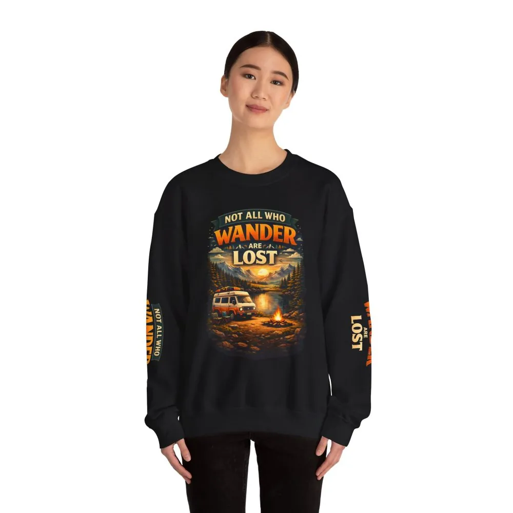 5094719939697917595_2048.jpeg Unisex Heavy Blend™ Crewneck Sweatshirt — "Not All Who Wander Are Lost" Design Scenic-Line