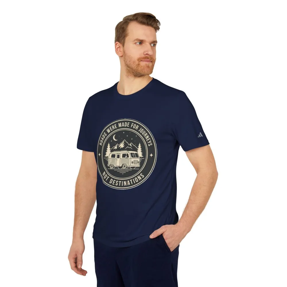 T-Shirt(Adidas) — 'ROAD WHERE MADE FOR JOURNEYS-NOT DESTINATIONS' (font + back printed) Brand Adidas