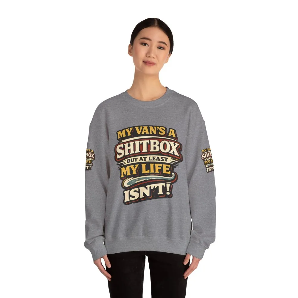 Unisex Heavy Blend™ Crewneck Sweatshirt — "My Van`s A Shitbox" Design F**K-Line