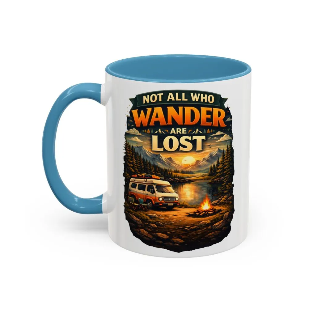 Accent Coffee Mug (11, 15oz) — "Not All Who Wander Are Lost" Design Scenic-Line