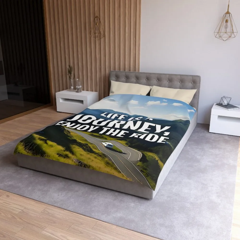 Duvet Cover — "Life Is A Journey, Enjoy The Ride" Mountain Road Microfiber