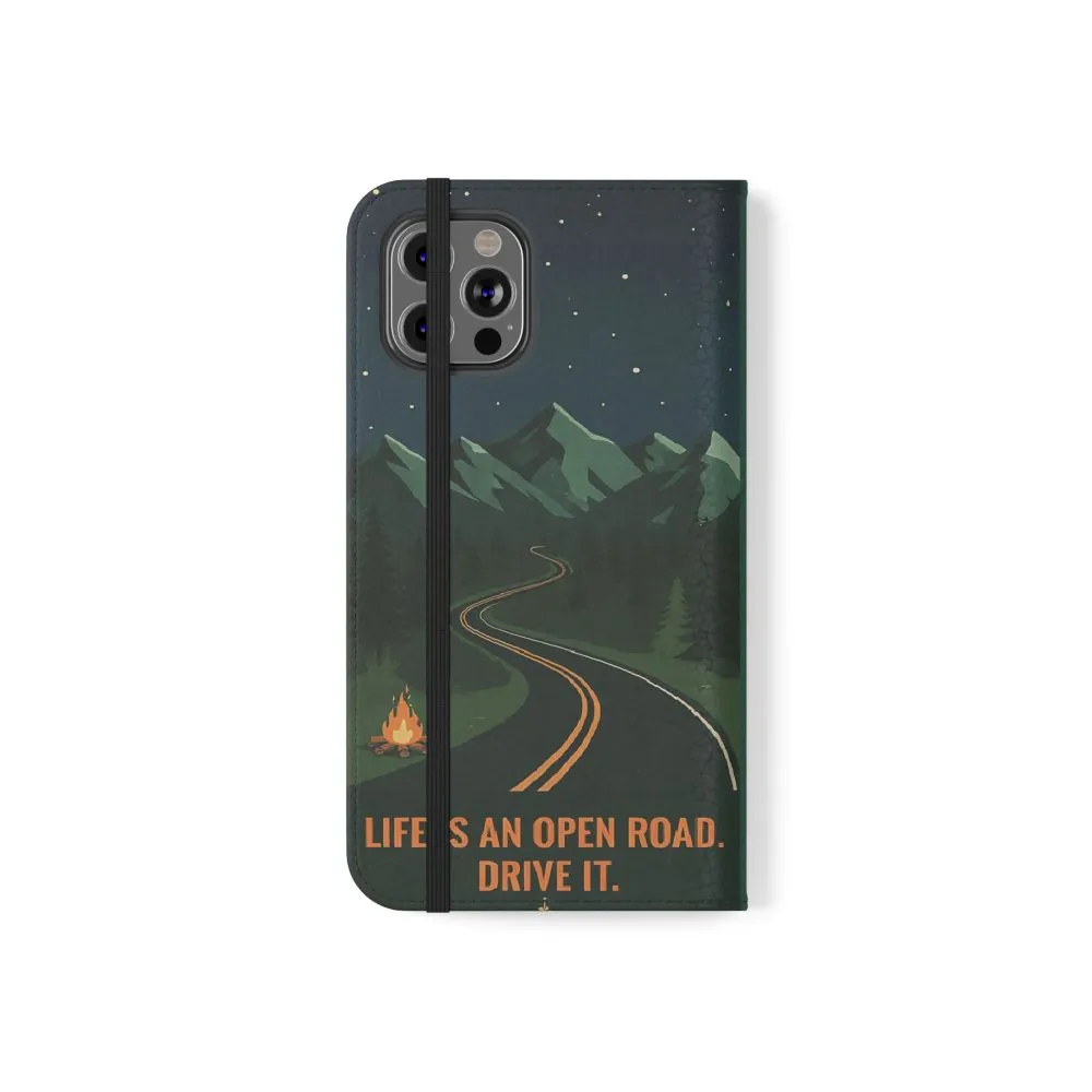 5112477232809514406_2048.jpeg Flip Phone Case — "Roam More Worry Less - Life Is An Open Road" Phone Wallet