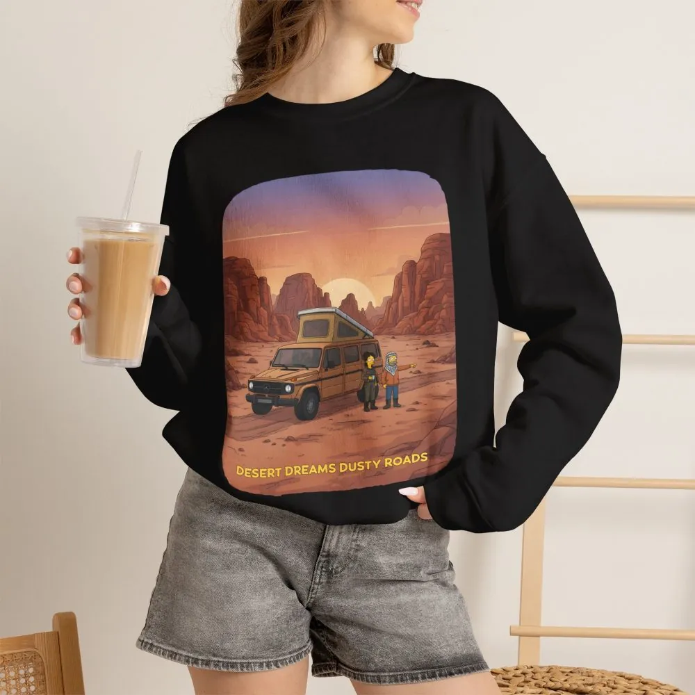 Unisex Heavy Blend™ Crewneck Sweatshirt — "Desert Dreams Dusty Roads" Design Sitcom-Line