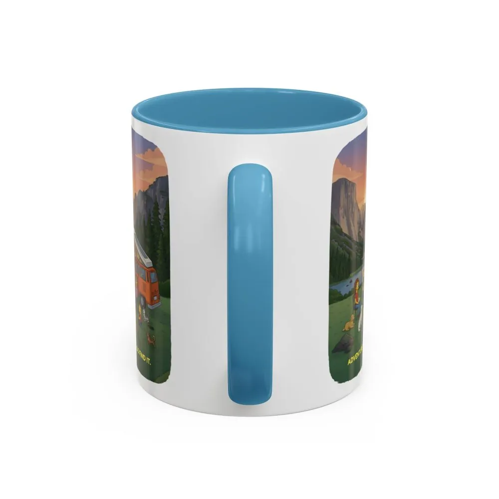 Accent Coffee Mug (11, 15oz) — "Adventure Awaits-Go Find It"" Design Sitcom-Line