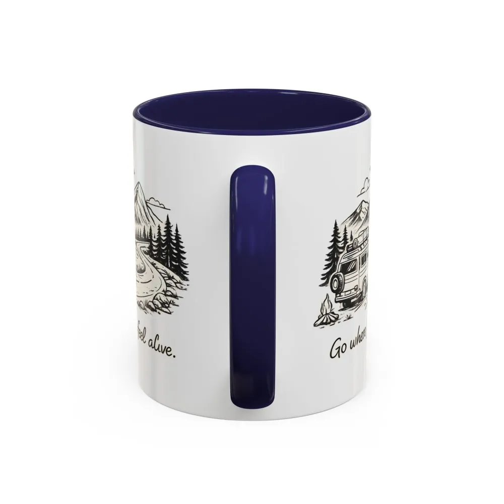 Accent Coffee Mug (11, 15oz) — "Go Where You Feel Alive" Design Minimal-Line