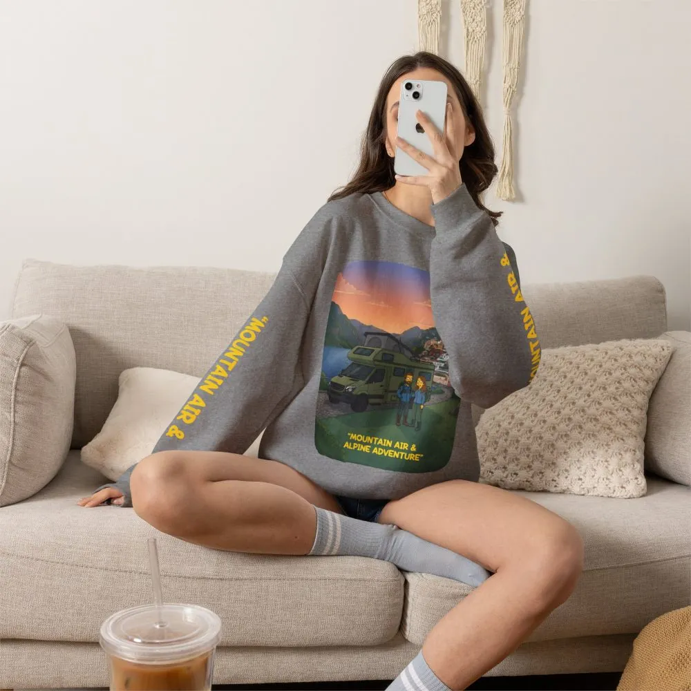 Unisex Heavy Blend™ Crewneck Sweatshirt — "Mountain Air And Alpine Adventure"" Design Sitcom-Line