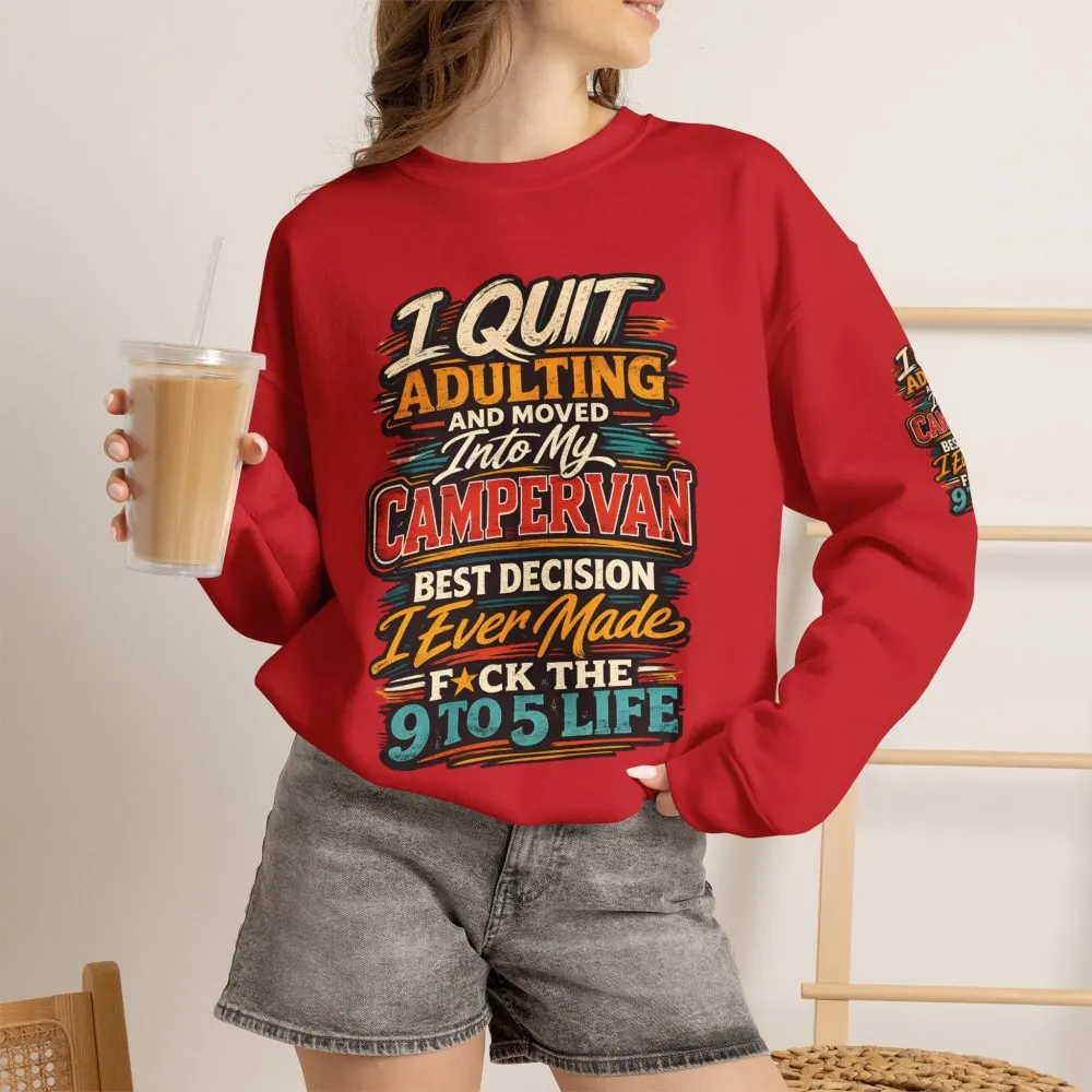 Unisex Heavy Blend™ Crewneck Sweatshirt — "I Quit Adulting" Design F**K-Line