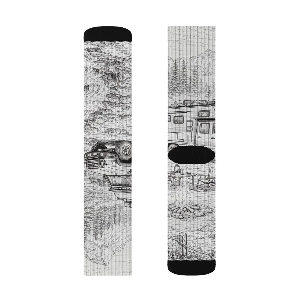 Sublimation Socks — Retro Camper Roadtrip Crew Socks