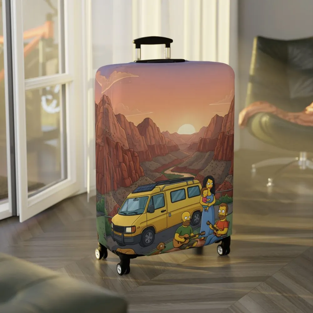 Luggage Cover — Adventure Camper Sketch Travel Suitcase(Design Sitcom-Line)