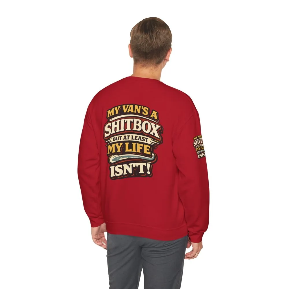Unisex Heavy Blend™ Crewneck Sweatshirt — "My Van`s A Shitbox" Design F**K-Line