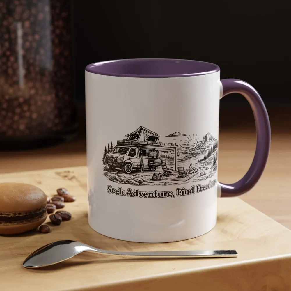 519482588613487491_2048.jpeg Accent Coffee Mug (11, 15oz) — "Seek Adventure, Find Freedom" Design Minimal-Line