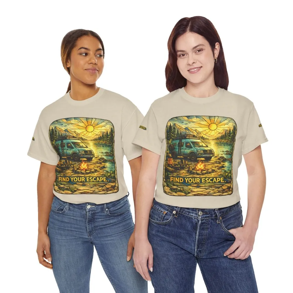 Unisex Heavy Cotton Tee — "Find Your Escape" Design Cubic-Line