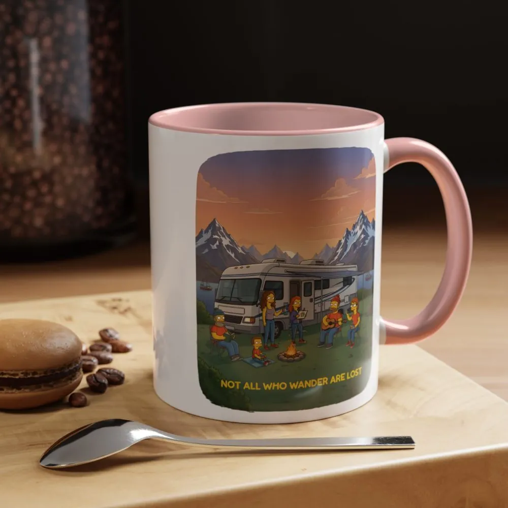 Accent Coffee Mug (11, 15oz) — "Not All Who Wander Are Lost" Design Sitcom-Line