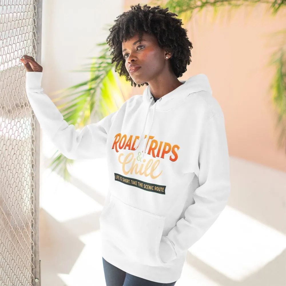 Three-Panel Fleece Hoodie - "Road Trips & Chill" Design Scenic-Line