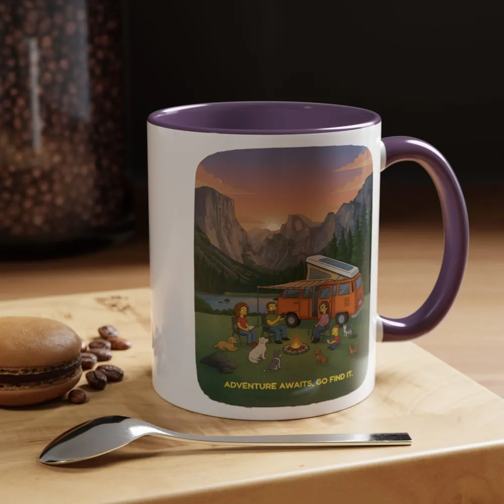 Accent Coffee Mug (11, 15oz) — "Adventure Awaits-Go Find It"" Design Sitcom-Line